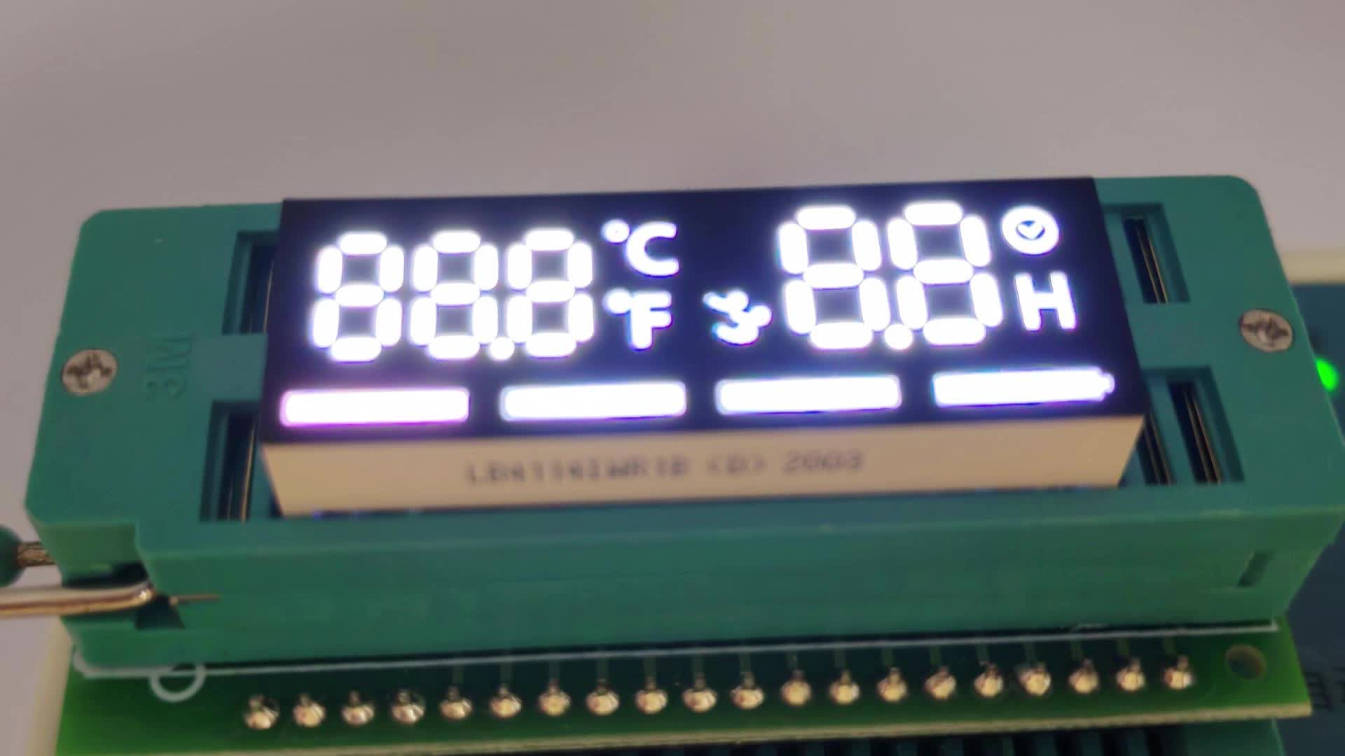 Módulo de pantalla LED de reloj de 7 segmentos ultrablanco/rojo para indicador de tiempo/temperatura automotriz