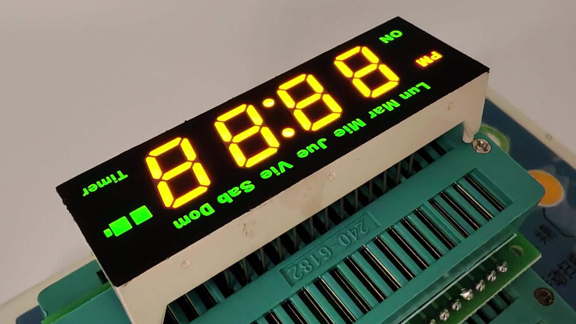 Pantalla LED de 7 segmentos, 4 dígitos, amarilla/verde, para control de temporizador