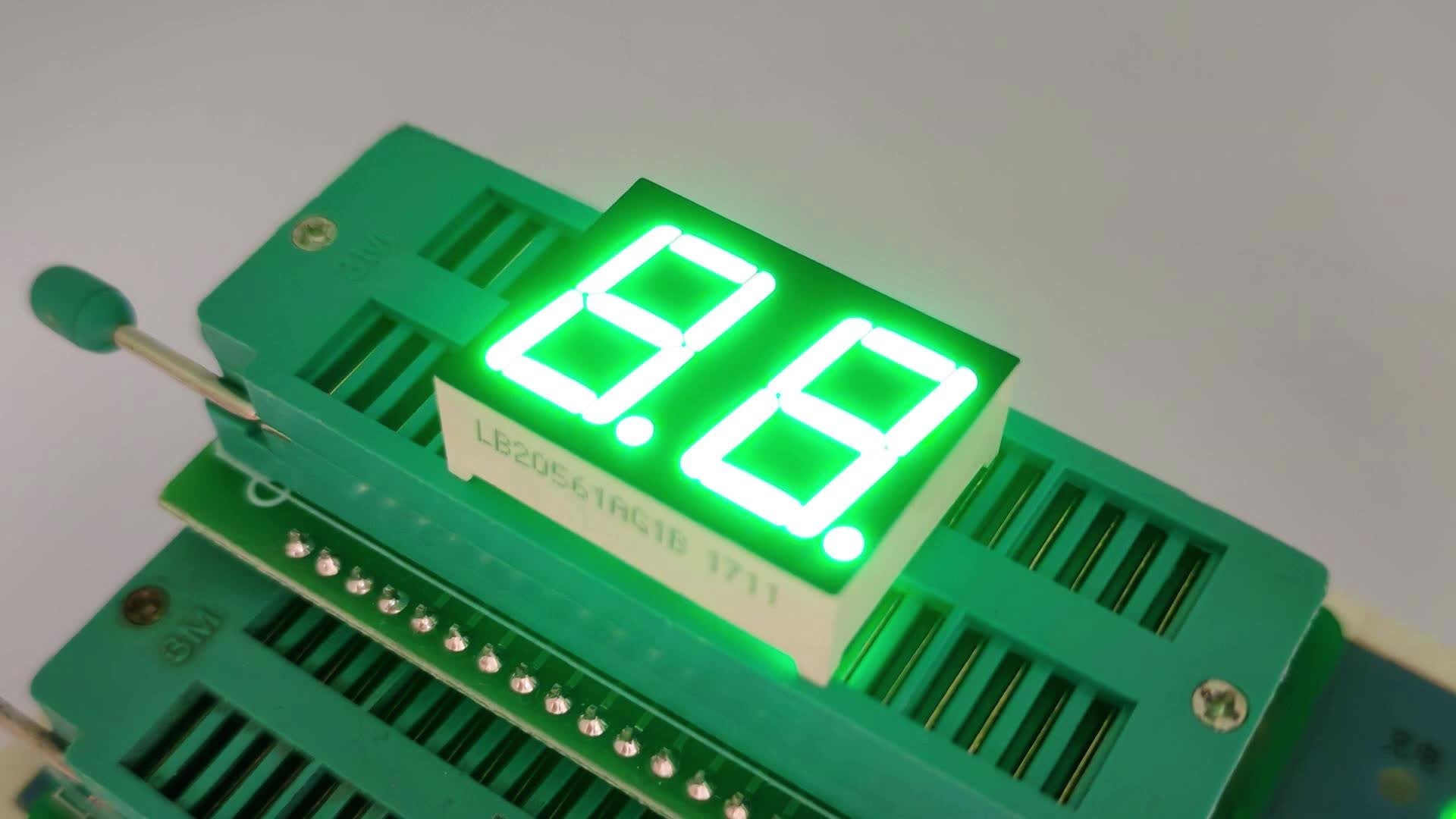 Küçük ev aletleri için saf yeşil 2 haneli 0,56" 7 segmentli LED ekran