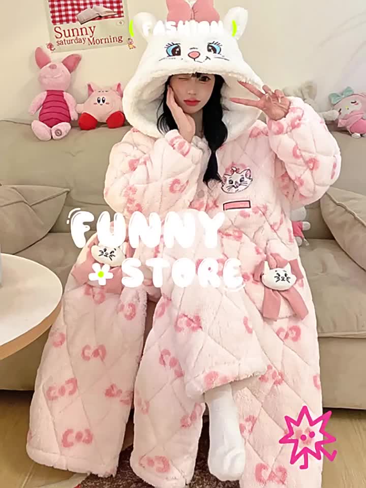 Print Coral Fleece Robe 