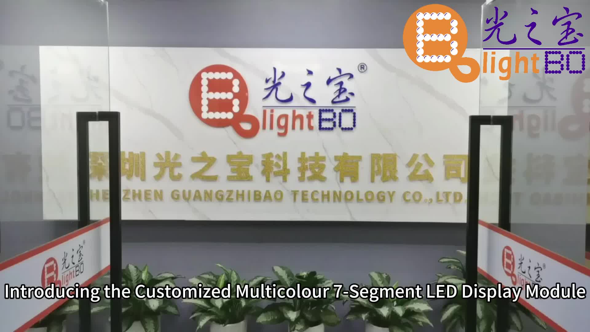 Display de LED de 7 segmentos personalizado nas cores azul, vermelho e amarelo