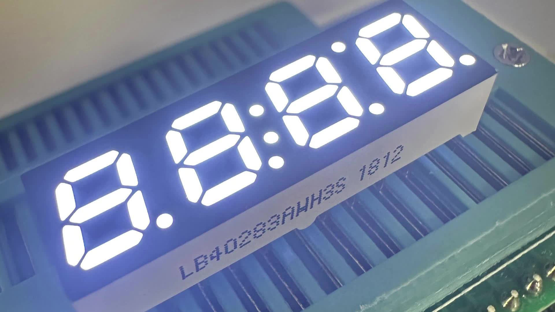 Reloj LED blanco ultrabrillante de 7 segmentos, 4 dígitos, ánodo común de 7 mm